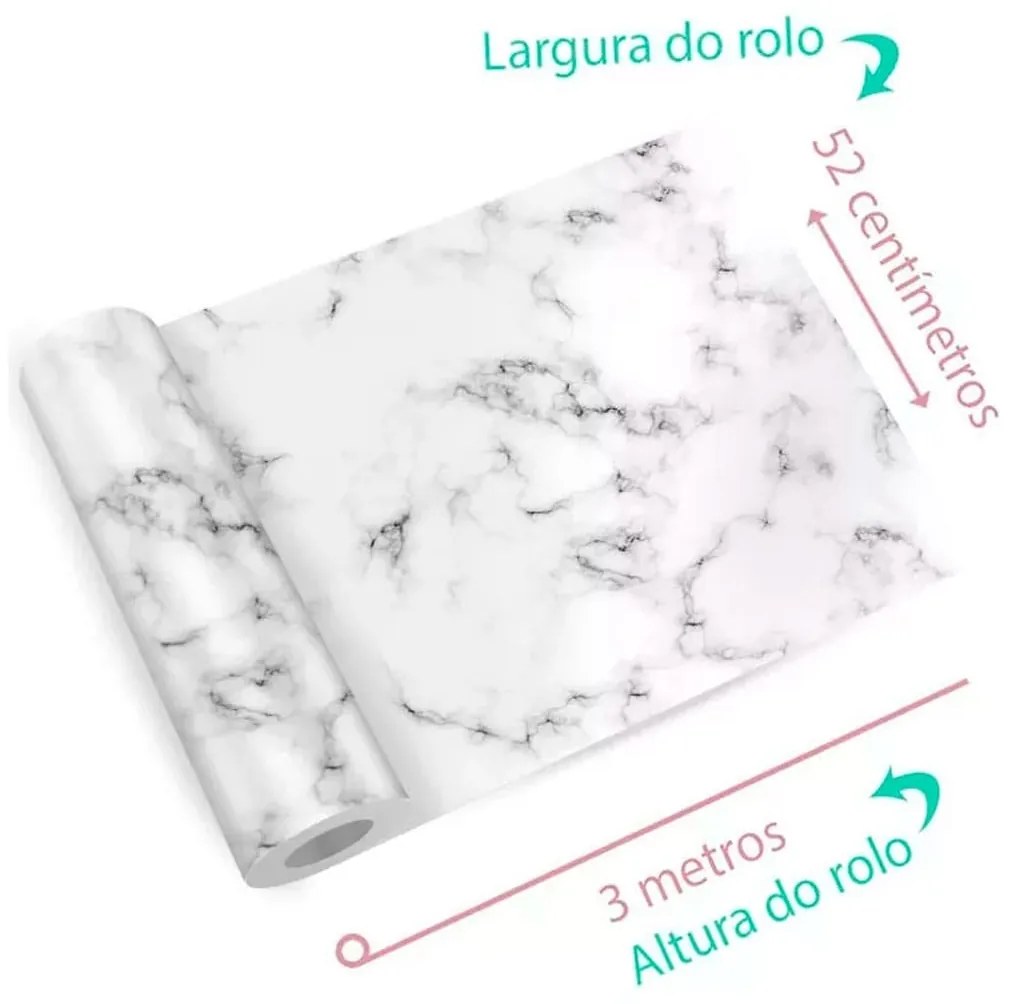 Adesivo Mármore Branco e Preto Alto Brilho