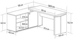 Mesa Escrivaninha em L 135x168cm 1 Porta Sharp A06 Olmo/Branco - Mpoze