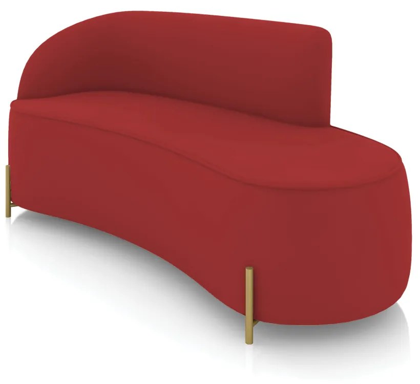Sofá 3 Lugares Orgânico 180cm Pé Ferro Dourado Morgan Veludo Marsala D03 - D'Rossi