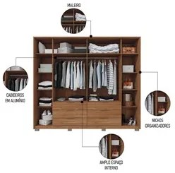 Guarda Roupa Casal 6 Portas Egidio C01 Buriti - Mpozenato