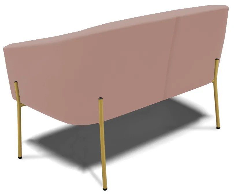 Sofá 2 Lugares Namoradeira Pé de Ferro Dourado Stella Veludo D03 - D'Rossi - Rose
