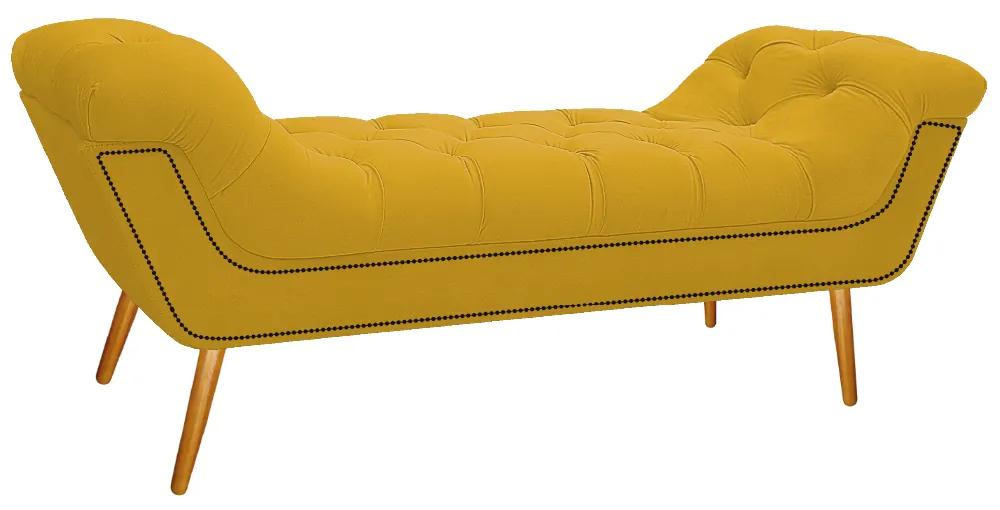 Calçadeira Estofada Veneza 160 cm Queen Size Corano Amarelo - ADJ Decor