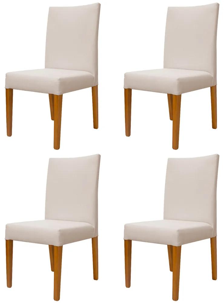 Kit 4 Cadeiras de Jantar Milan Linho Marrom Mesclado