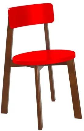 Cadeira com Assento Redondo Lina em Eucalipto/MDF - Cacau/Laca Vermelho