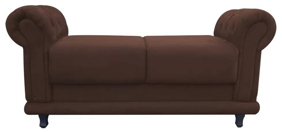 Kit 02 Recamier Barcelona Namoradeira Calçadeira Suede D'Rossi - Marrom