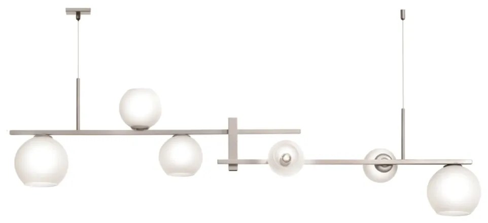 Pendente Tooren Retangular 128X13X40Cm Globos Aberto Ø10Cm / Ø12Cm / Ø... (BRANCO / COBRE BRILHO, AMBAR)