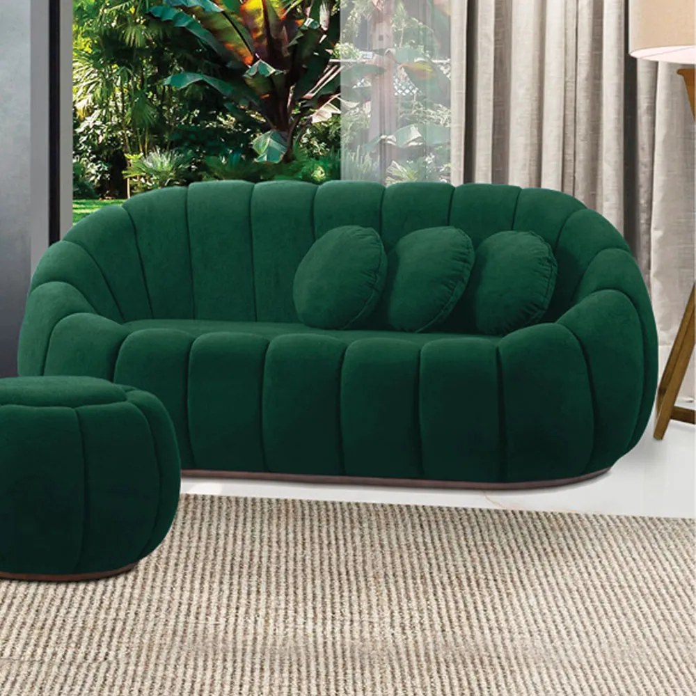 Sofá 2 Lugares Orgânico para Sala Cloud Bouclê E03 - D'Rossi - Verde