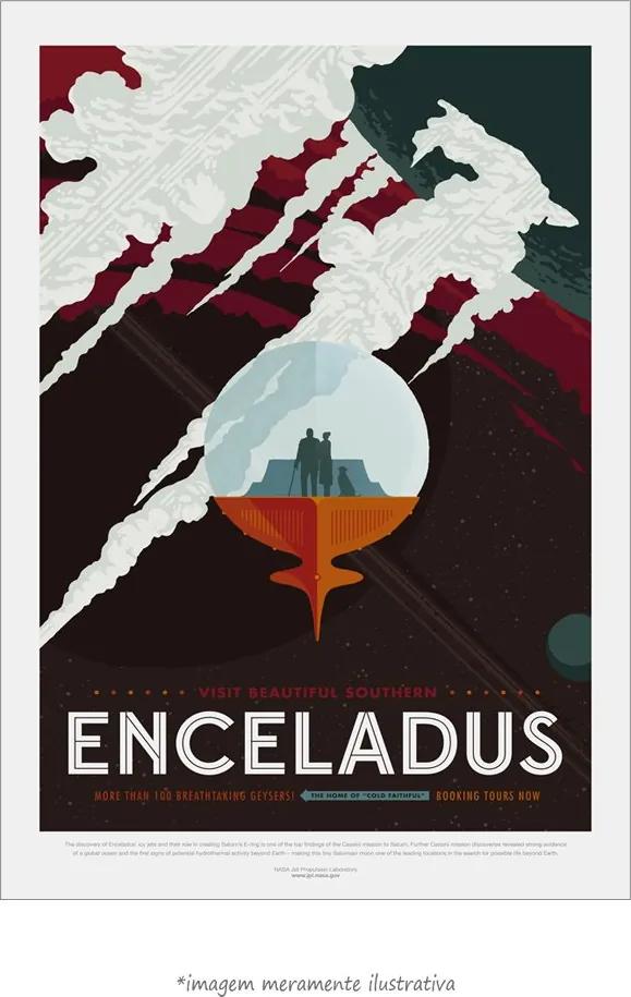 Poster Encélado - Cartaz De Turismo Visão Do Futuro Da Nasa Do Espaço (20x30cm, Apenas Impressão)
