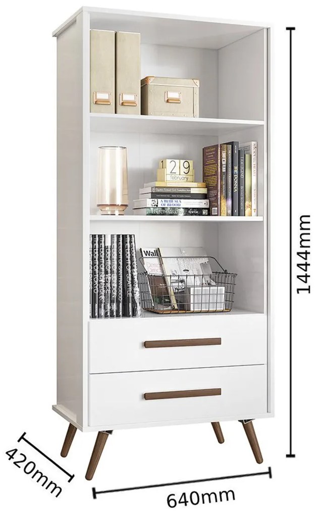 Livreiro Estante 2 Gavetas Cusco Q01 - ADJ Decor