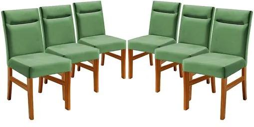 Kit 6 Cadeiras de Jantar Estofada Verde em Veludo Temel