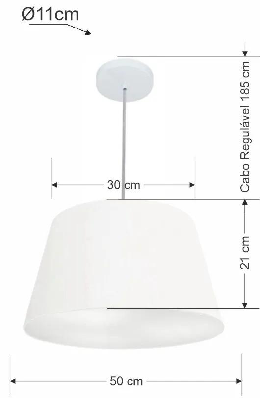 Lustre Pendente Cone Md-4021 Cúpula em Tecido 21/40x30cm Branco - Bivolt