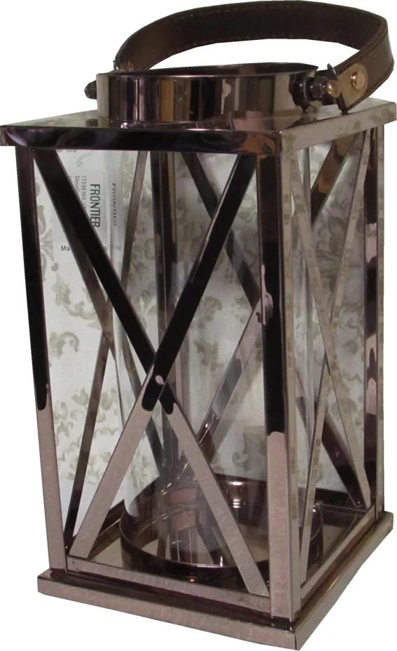 Lanterna Decorativa em Vidro e Alumínio 25 cm x 15 cm