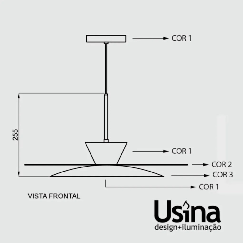 Pendente Tule Ø50X25,5Cm 1Xmr16 - Usina 25122/50 (BT - Branco Texturizado, OL-F - Verde Oliva Fosco)