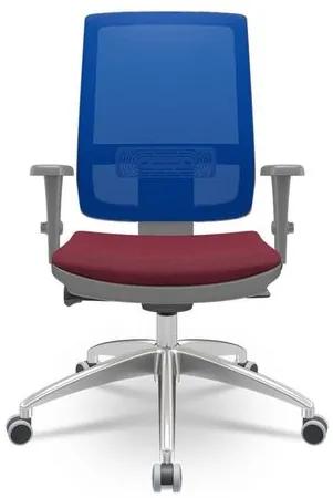 Cadeira Brizza Diretor Grafite Tela Azul com Assento Poliester Vinho Base Autocompensador Aluminio - 65821 Sun House
