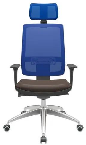 Cadeira Office Brizza Tela Azul Com Encosto Assento Facto Dunas Marrom Autocompensador 126cm - 63140 Sun House