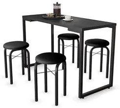 Conjunto Mesa de Cozinha Prattica Industrial 120cm com 4 Banquetas F02