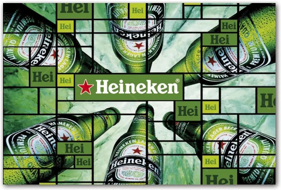 Placa Decorativa Garrafas de Cerveja Heineken Média - 30x20 cm