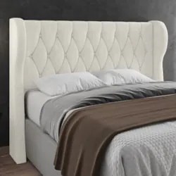 Cabeceira Casal Queen Cama Box 160cm Malva Z04 Veludo Bege - Mpozenato