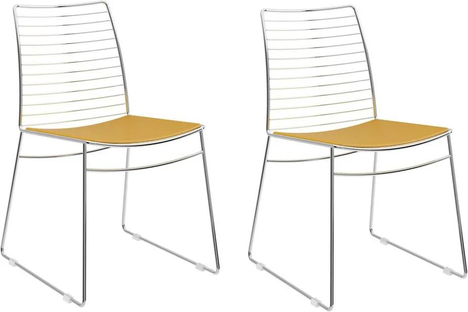 Cadeiras para Cozinha Kit 2 Cadeiras 1712 Amarelo/Cromado - Carraro Móveis