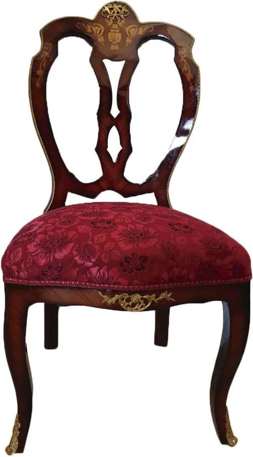 Cadeira Clássica com Estofado Rosa e Detalhes em Bronze - 100x50x50cm