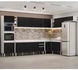 Armário de Cozinha Modulada de Canto 9 Peças CP04 Balcão Branco/Preto