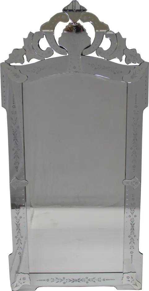 Espelho Clássico Veneziano com Moldura Prateada - 190x90cm