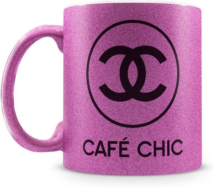 Caneca Personalizada Café Chic Glitter Roxo