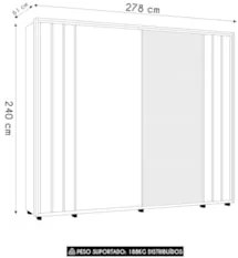 Guarda Roupa Casal 278cm Com 2 Portas Mya Cinamomo Z10      - Mpozenat