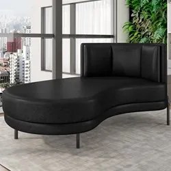 Chaise Longue Divã 164cm Braço Direito Logus D06 Sintético Preto - Mpo