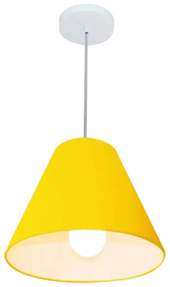 Lustre Pendente Cone Md-4028 Cúpula em Tecido 25/30x12cm Amarelo - Bivolt