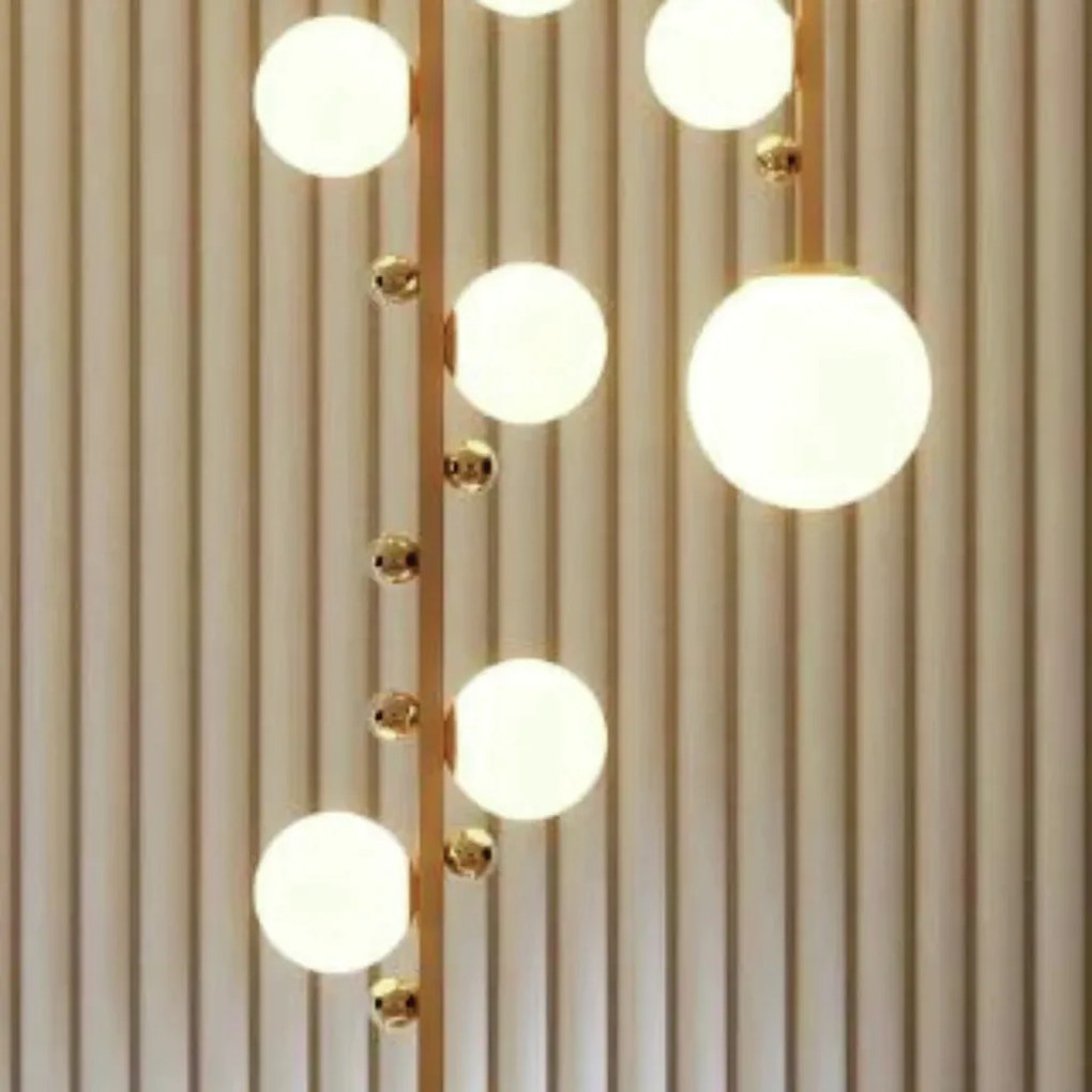 Pendente Aliança Ø20X146Cm 06Xg9 Globo 12Cm - Usina 90010/6 (OL-F - Verde Oliva Fosco, Branco (Fosco))
