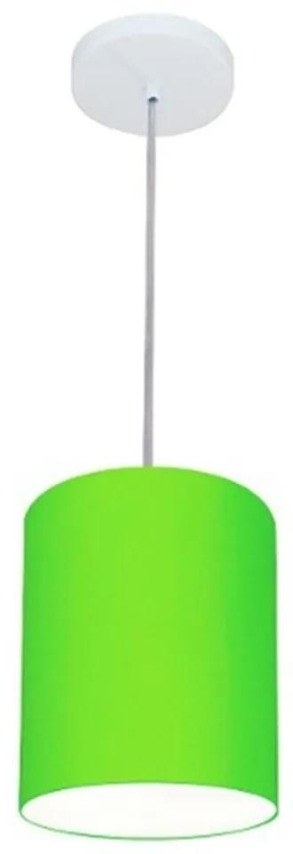 Lustre Pendente Cilíndrico Md-4012 Cúpula em Tecido 18x25cm Verde Limão - Bivolt