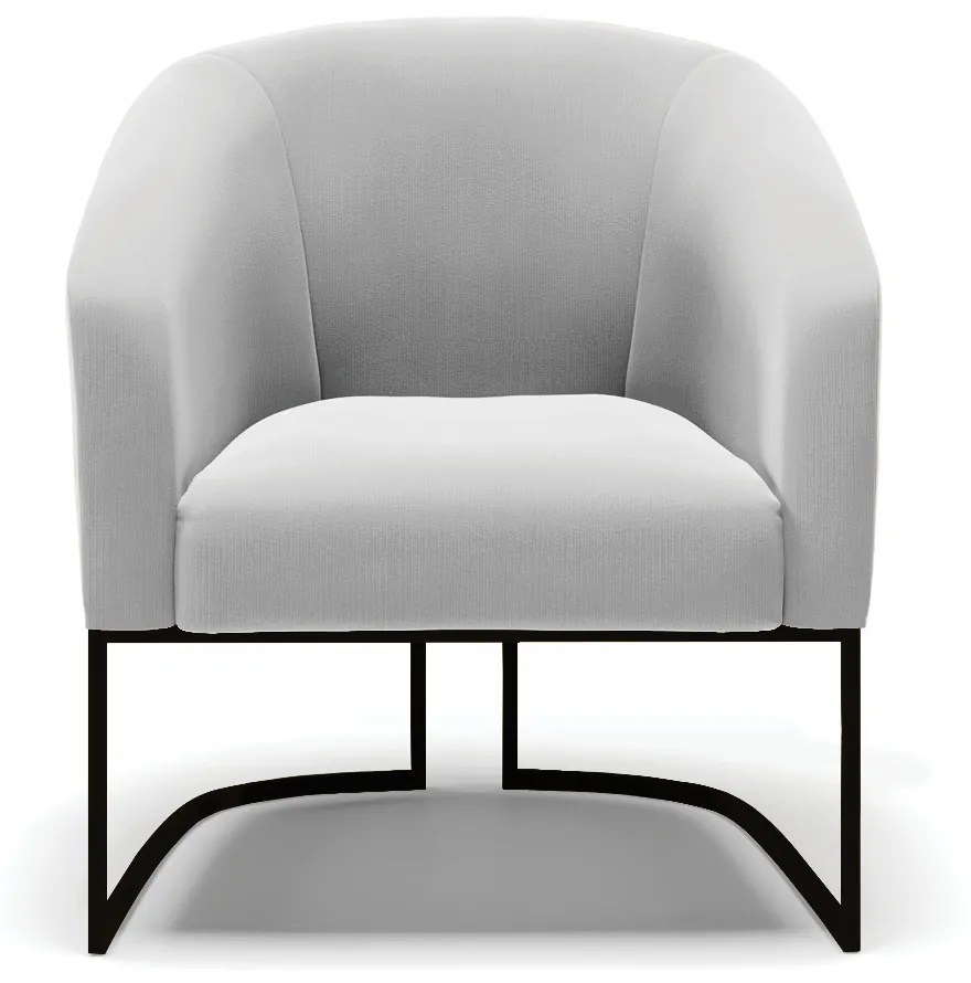 Poltrona Decorativa Industrial Preto Kit 2 Stella Suede D03 - D'Rossi - Cinza