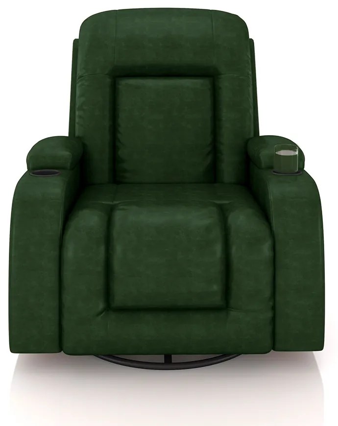 Poltrona do Papai Reclinável Giratória e Balanço Sala de Cinema Crihs Manual Glider PU Verde G23 - Gran Belo