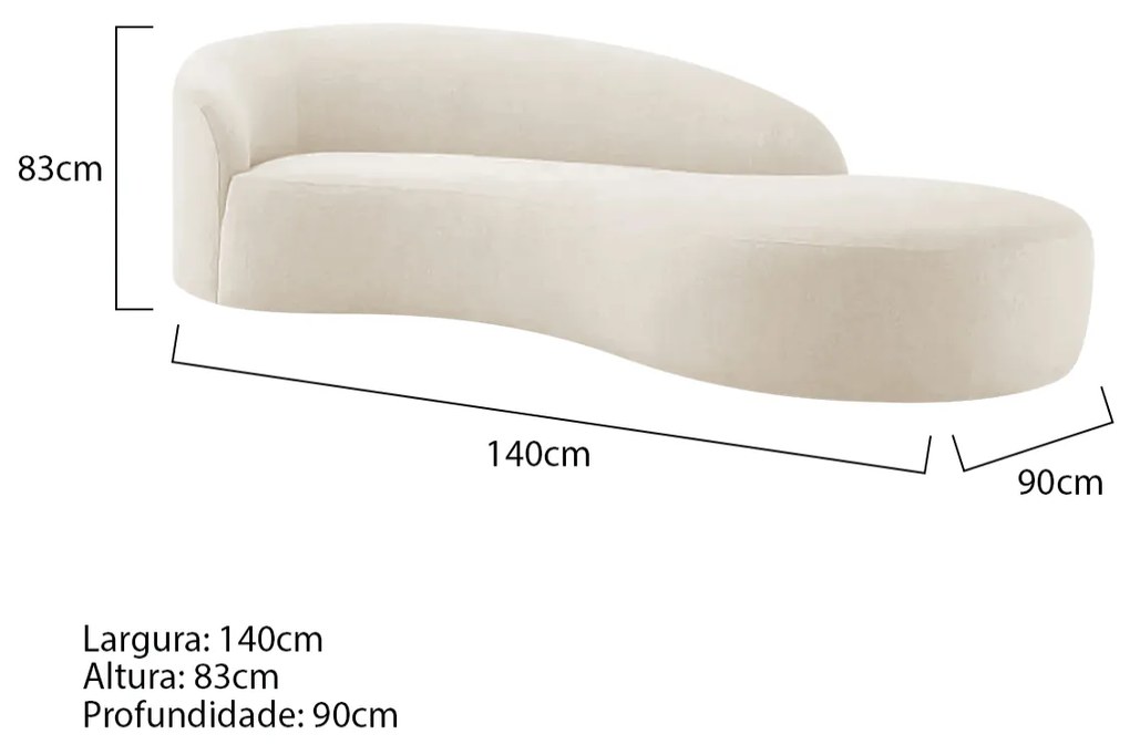 Divã Recamier Orgânico França 140cm Lado Direito Bouclé - ADJ Decor