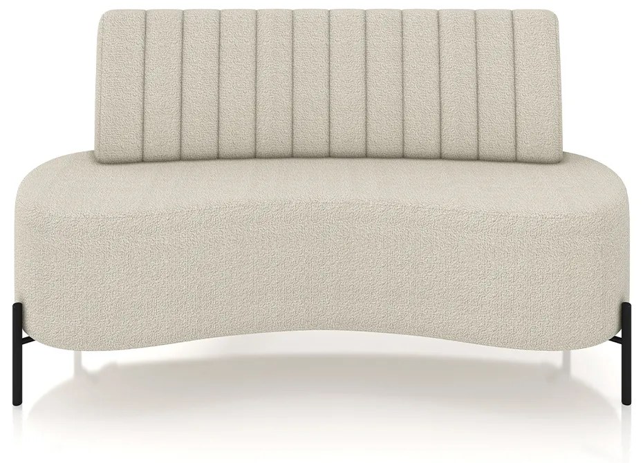 Sofá Living Decorativo 2 Lugares 1,35M Katara Pés de Ferro Bouclê Off White G33 - Gran Belo