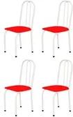 Kit 4 Cadeiras Baixas 0.101 Assento Reto Branco/Vermelho - Marcheli