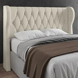 Cabeceira Casal King Cama Box 195cm Malva I02 Bouclê Bege - Mpozenato