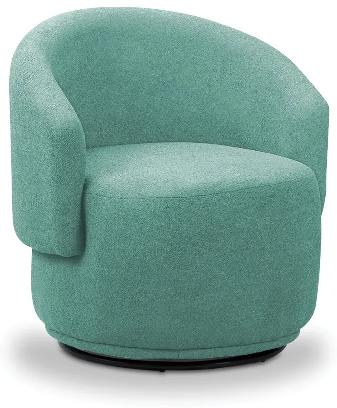 Poltrona Decorativa Orgânica Giratória Névoa Bouclê Azul Turquesa E03 - D'Rossi