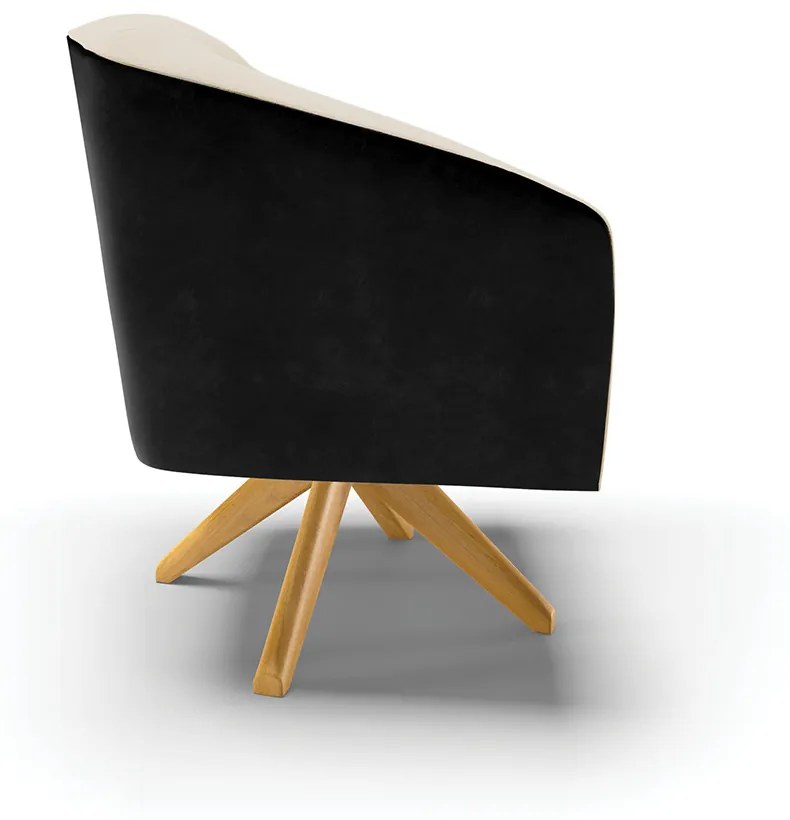 Poltrona Decorativa Giratória MA30 Stella Preto/Linho D03 - D'Rossi - Bege A27