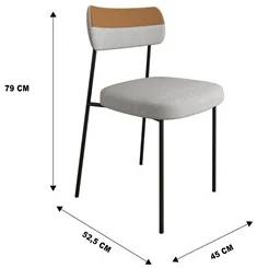 Cadeira Estofada Milli Corano/Linho F02 Caramelo/Cinza - Mpozenato