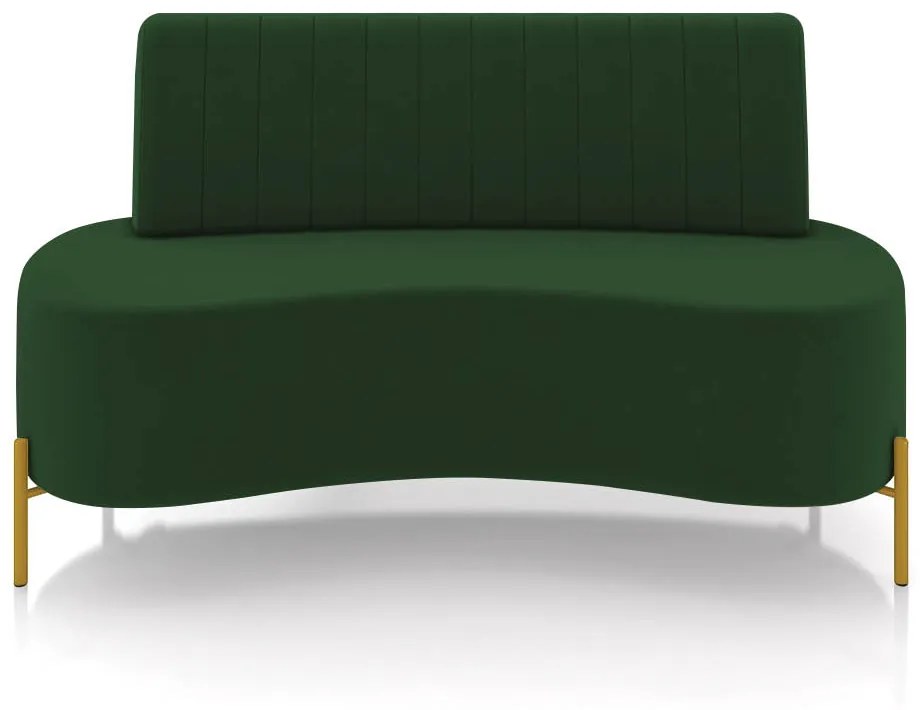 Sofá 2 Lugares Living 160cm Pé Ferro Dourado Maraú Veludo K01 - D'Rossi - Verde