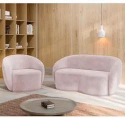 Sofá 2 Lugares Living 160cm e 1 Poltrona Giratória Garbin Z08 Veludo R