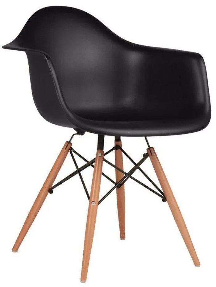 Cadeira Melbourne Eiffel Charles Eames Base Madeira - Preta - D'Rossi