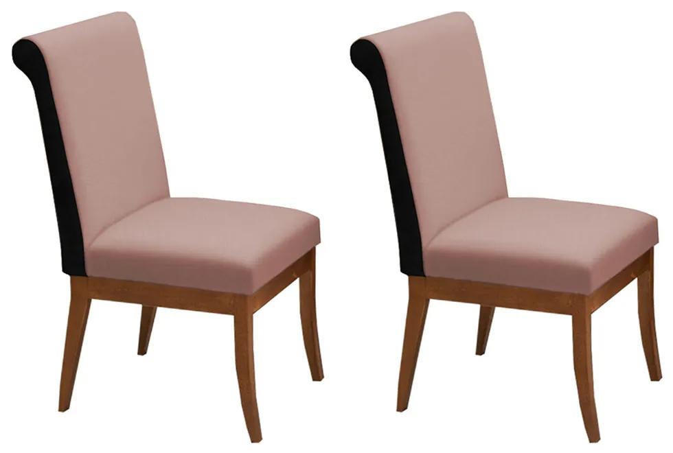 Conjunto 2 Cadeiras Larissa Veludo Crepe + Couríssimo Preto