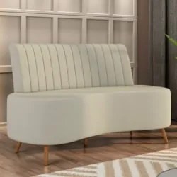 Sofá 2 Lugares para Sala Living 160cm Pés Palito Tamar Z08 Veludo Bege