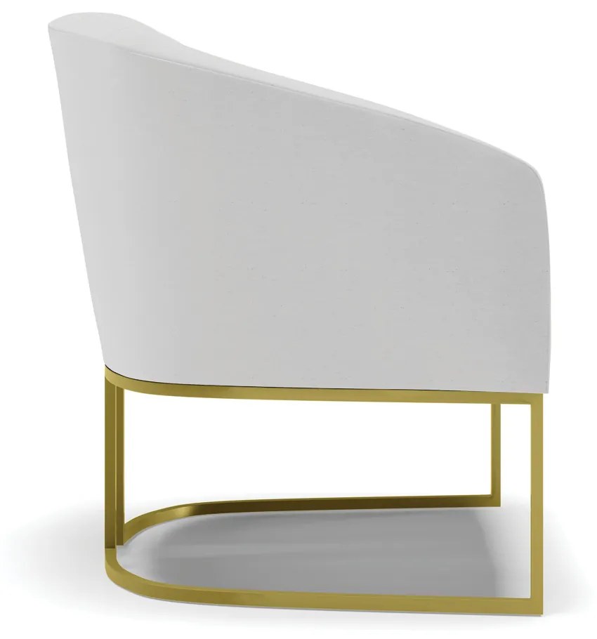 Poltrona Decorativa Industrial Dourado kit 2 Stella Linho D03 - D'Rossi - A05 Cinza
