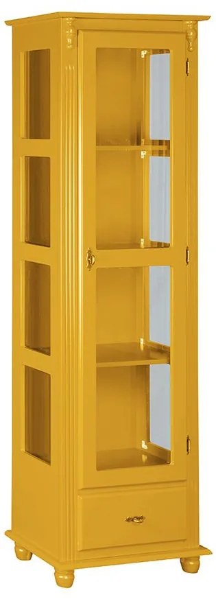 Cristaleira com Porta e Lateral de Vidro com Gaveta - Wood Prime MY 907425