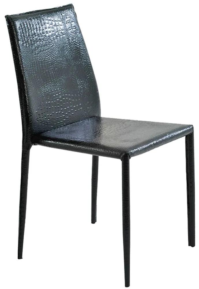 Cadeira Decorativa Sala e Cozinha Karma PVC Preta Crocco - Gran Belo