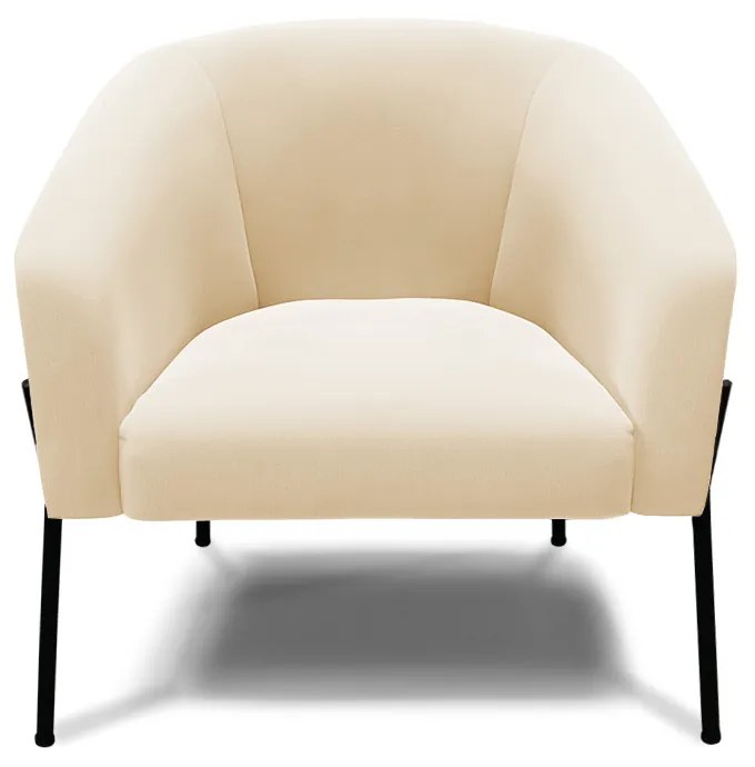 Poltrona Decorativa Pé de Ferro Preto Kit 2 Stella Suede Bege D03 - D'Rossi